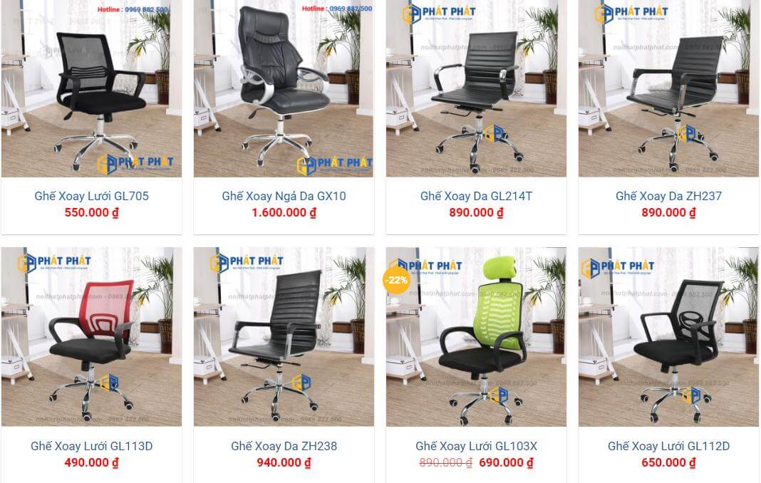 Ghế xoay 360 độ chất lượng với giá chỉ 550.000 đồng tại Phát Phát