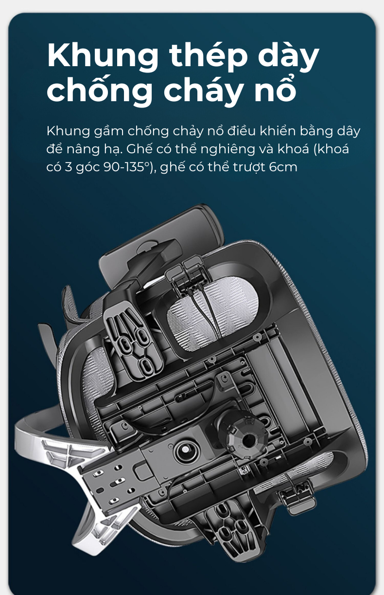 Ghế công thái học lưng kim loại Fly V9-des