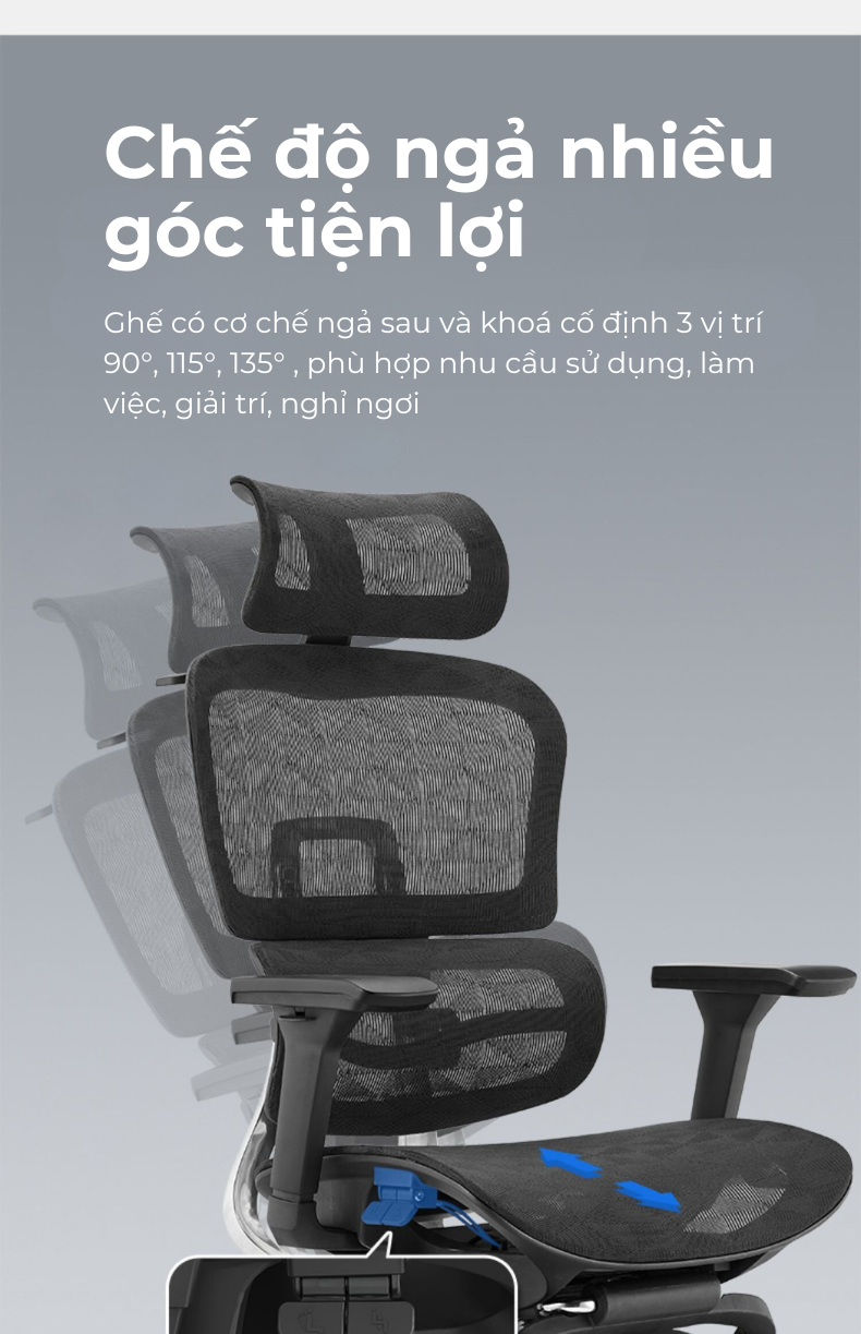 Ghế công thái học lưng kim loại Lucky V5-des